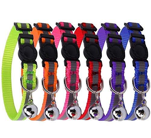BINGPET 6PCS Reflective Adjustable Cat Collars Safety Quick Release with Bell - PawsPlanet Australia