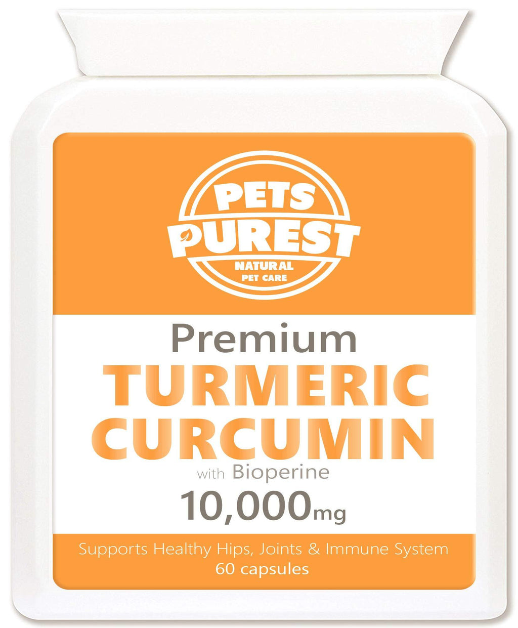 Pets Purest 100% Natural Premium Turmeric For Dogs 10,000mg with Active Bioperine Cats, Horses & Pets Powerful Antioxidant Supplement For Joints & Hips 60 capsules - PawsPlanet Australia