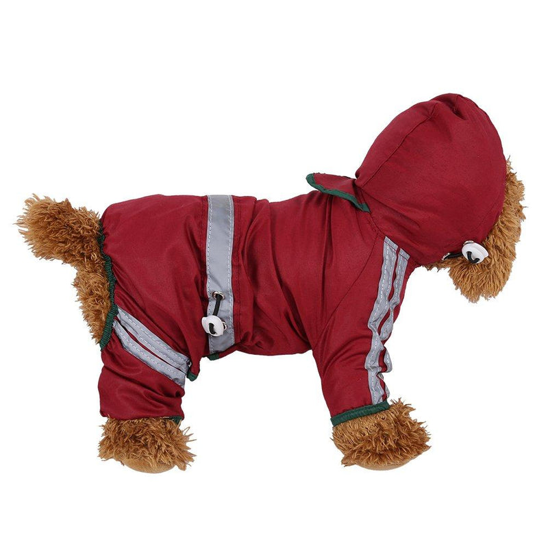 Fdit Pet Dog Raincoat Cat Dog Waterproof Jacket Hood Rain Coat Reflective Jumpsuit Apparel for Small Medium Dogs(M) M - PawsPlanet Australia