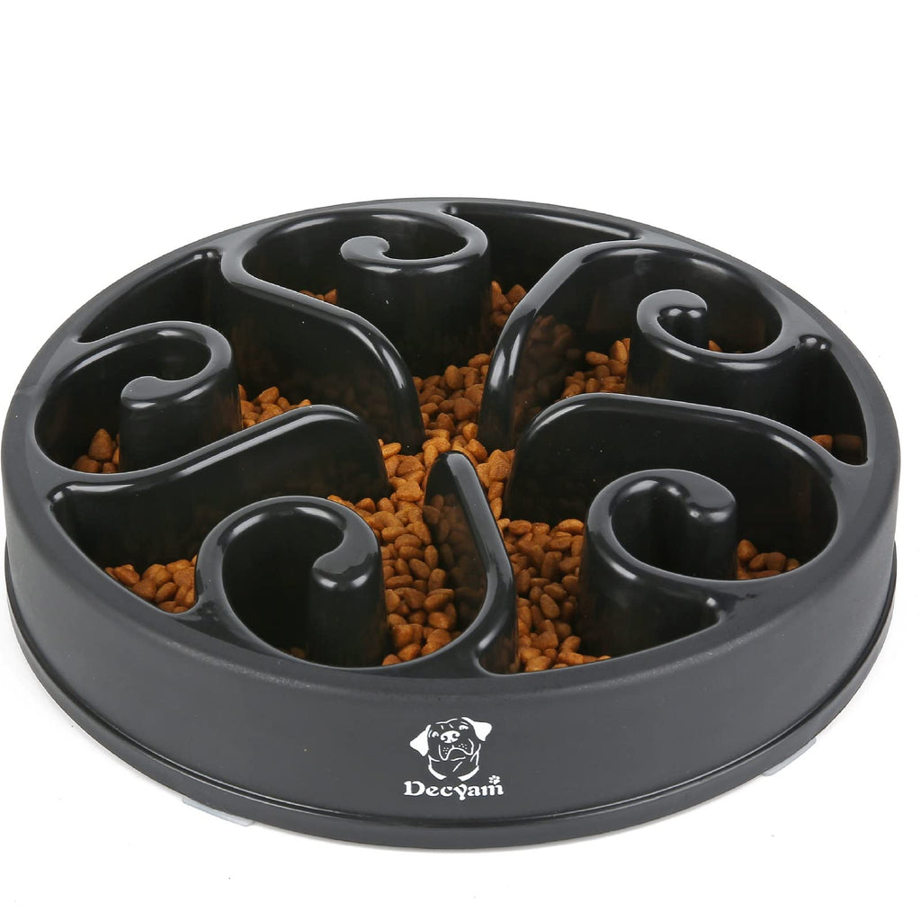 Decyam Slow Feeder Dog Bowl Slow Eating Dog Bowl Pet Puppy Fun Puzzle Feeder Non Skid Bloat Stop Feeding Bowl (Small/Medium, Black) Small/Medium - PawsPlanet Australia