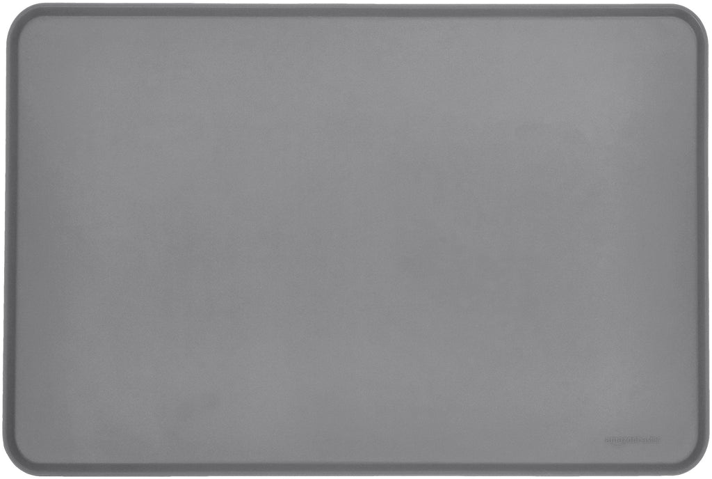 Amazon Basics Silicone Waterproof Pet Food Mat - 60 x 41 cm, Grey 60x41 cm - PawsPlanet Australia