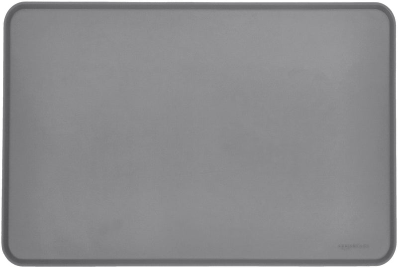 Amazon Basics Silicone Waterproof Pet Food Mat - 60 x 41 cm, Grey 60x41 cm - PawsPlanet Australia