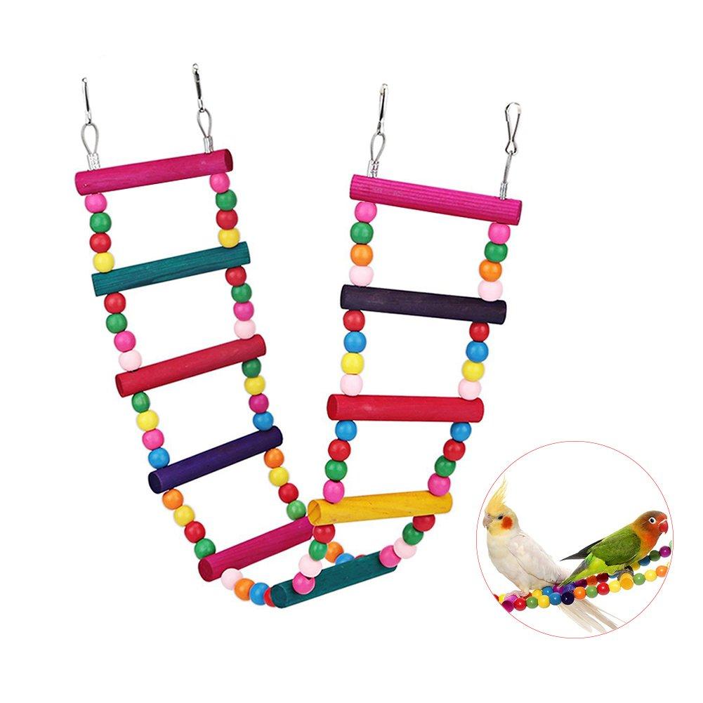 Bello Luna Rainbow Parrot Ladder Flexible Wooden Swing Toys for Bird - PawsPlanet Australia