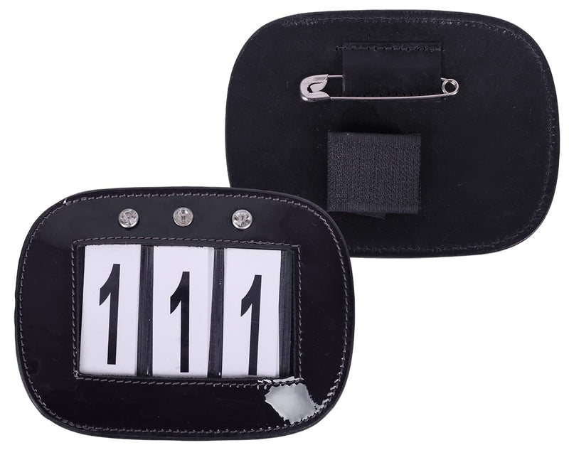 Equipride Bling Leather Bridle Number Holders Crystals for Dressage Showing Comps SET OF 2 (Black) Black - PawsPlanet Australia