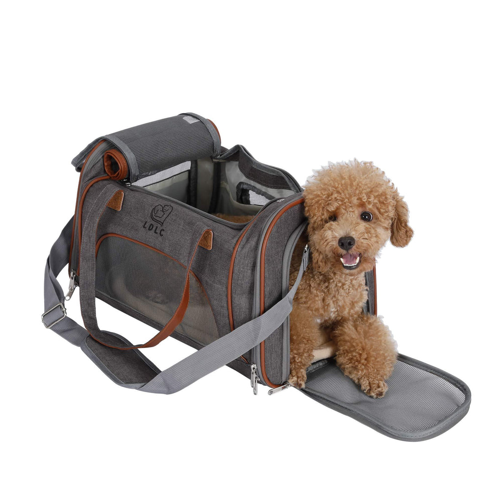 Louvra Cat Carrier Large Top Opening Pet Carriers for Small Dog Airline Approved Soft Cat Travel Bags Connect to Car Luggage, Dark Grey One Size - PawsPlanet Australia