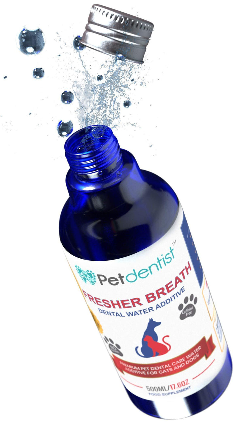 Petdentist Dog Dental Care Fresh Breath Water Additive Easy Plaque Off Tartar Remover for Dogs Teeth Cleaning Oral Hygiene Freshener Product Best for Bad Cat Dog Breath and Gum Health - 500ml - PawsPlanet Australia