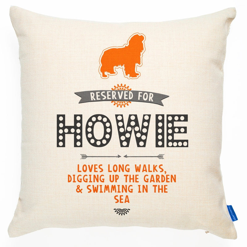 KRAFTYGIFTS Personalised Dog Reserved Cushion - Cavalier King Charles Spaniel- Pet Name Cover - Puppy Pillow - Gift RD16 - PawsPlanet Australia