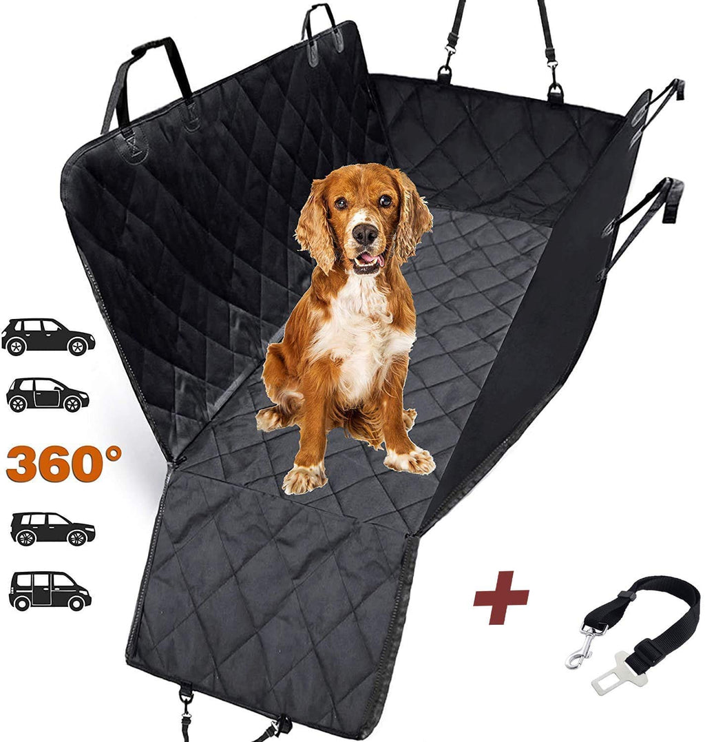 AMZPET Dog Car Seat Cover for Dogs, Waterproof with Door Protection, Durable Nonslip Scratch Proof Washable Pet Back Seat Cover. 3-in-1 Car Seat Protector, Boot Liner, Dog Travel Hammock for all Cars Black - PawsPlanet Australia