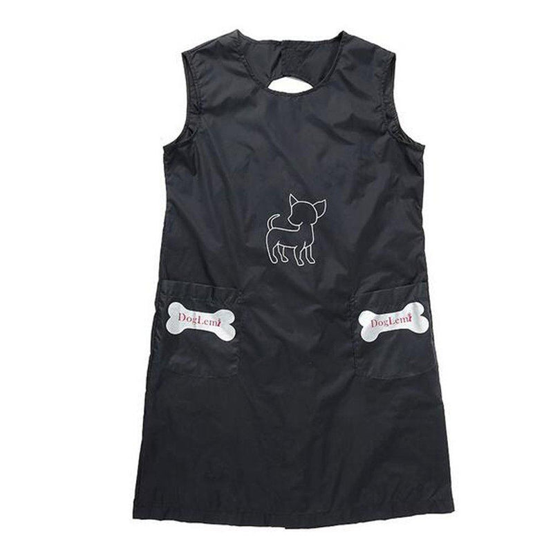 DogLemi Waterproof Dog Grooming Apron Sleeveless with Pockets Non-Sticky for Dogs Cats Dematting Bath Black M - PawsPlanet Australia
