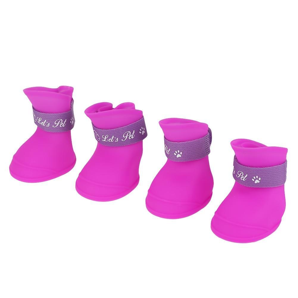 Fdit 4Pcs Pet Dog Rain Shoes Silicone Waterproof Anti-slip Protective Rain Shoes for Dog Small Animal (M/Purple) - PawsPlanet Australia