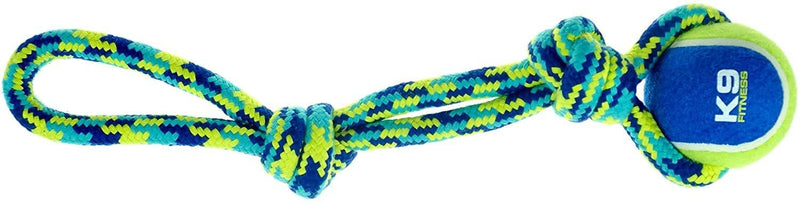 K9 Fitness by Zeus Rope Tug, 17-Inch with Tennis Ball, 3-Inch - PawsPlanet Australia