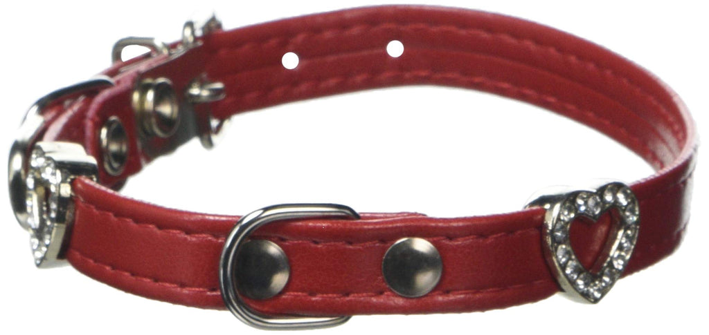 B&F Collar With Hearts, 1 x 32 cm, Red 1,0 x 32 cm - PawsPlanet Australia