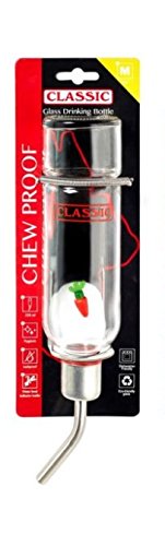 Paws Products Glass Water Bottle Chew Proof Glass Water Bottle Rabbit Guinea Pig Hamster (350ml Bottle) 350 ml (Pack of 1) - PawsPlanet Australia