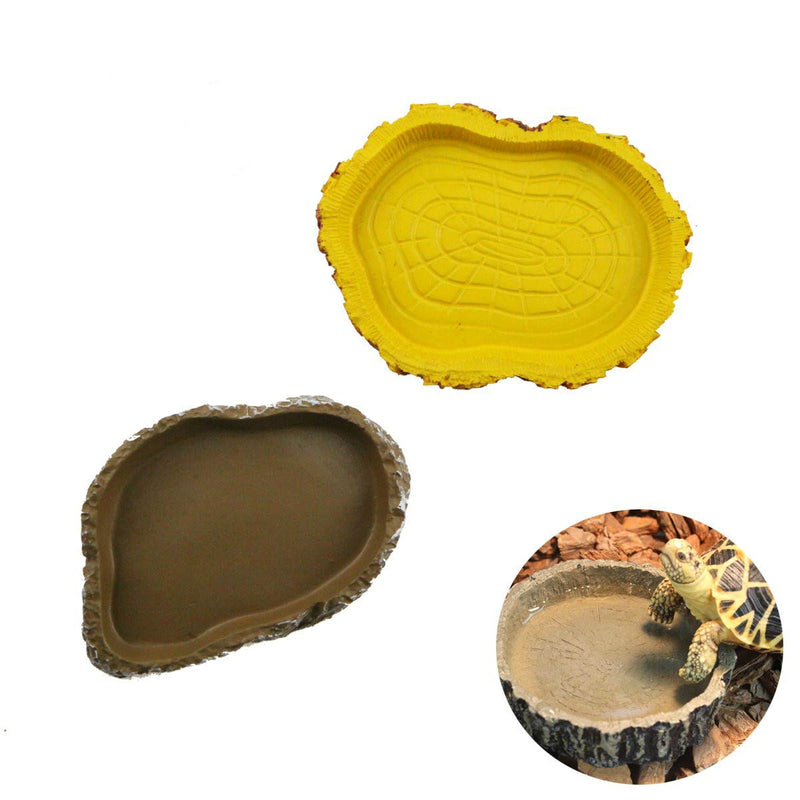 Set of 2 Reptile Tortoise Water Dish Food Bowl Feeders for Amphibians Gecko Snakes Lizard Chameleon - PawsPlanet Australia