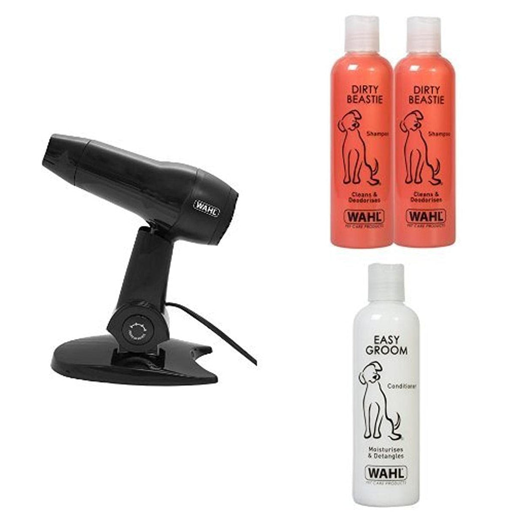 Wahl Pet Hairdryer Set with 250 ml Dirty Beastie Shampoo and 250 ml Easy Groom Conditioner - PawsPlanet Australia