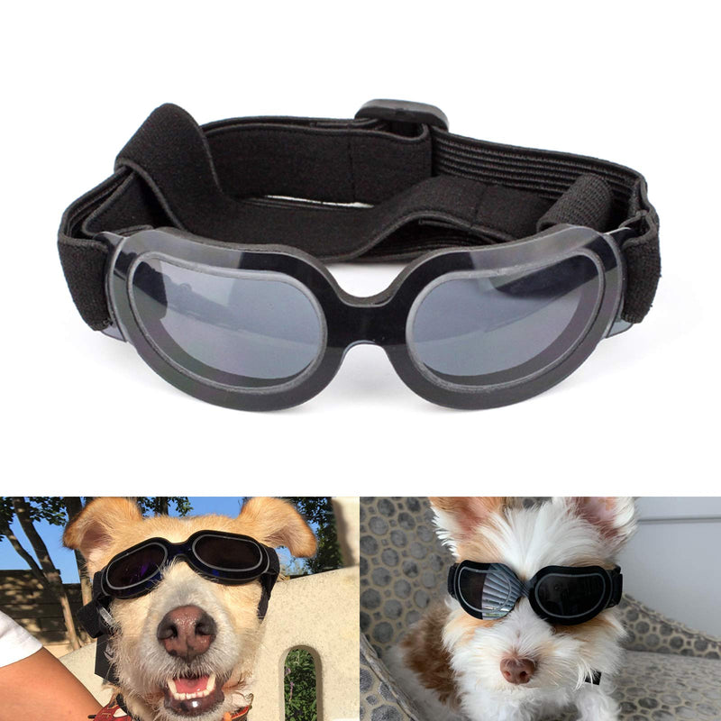 Namsan Dog Sunglasses Pet Goggles UV Protection Waterproof Windproof Sunglasses with adjustable straps for Doggy Puppy Cats - Black - PawsPlanet Australia