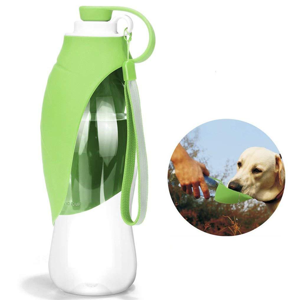 HJHY Portable Pet Water Bottle, Reversible & Lightweight Travel Water Dispenser for Dogs or Cats, Made of Food-Grade Silicone (20 Oz) (Green) Green - PawsPlanet Australia