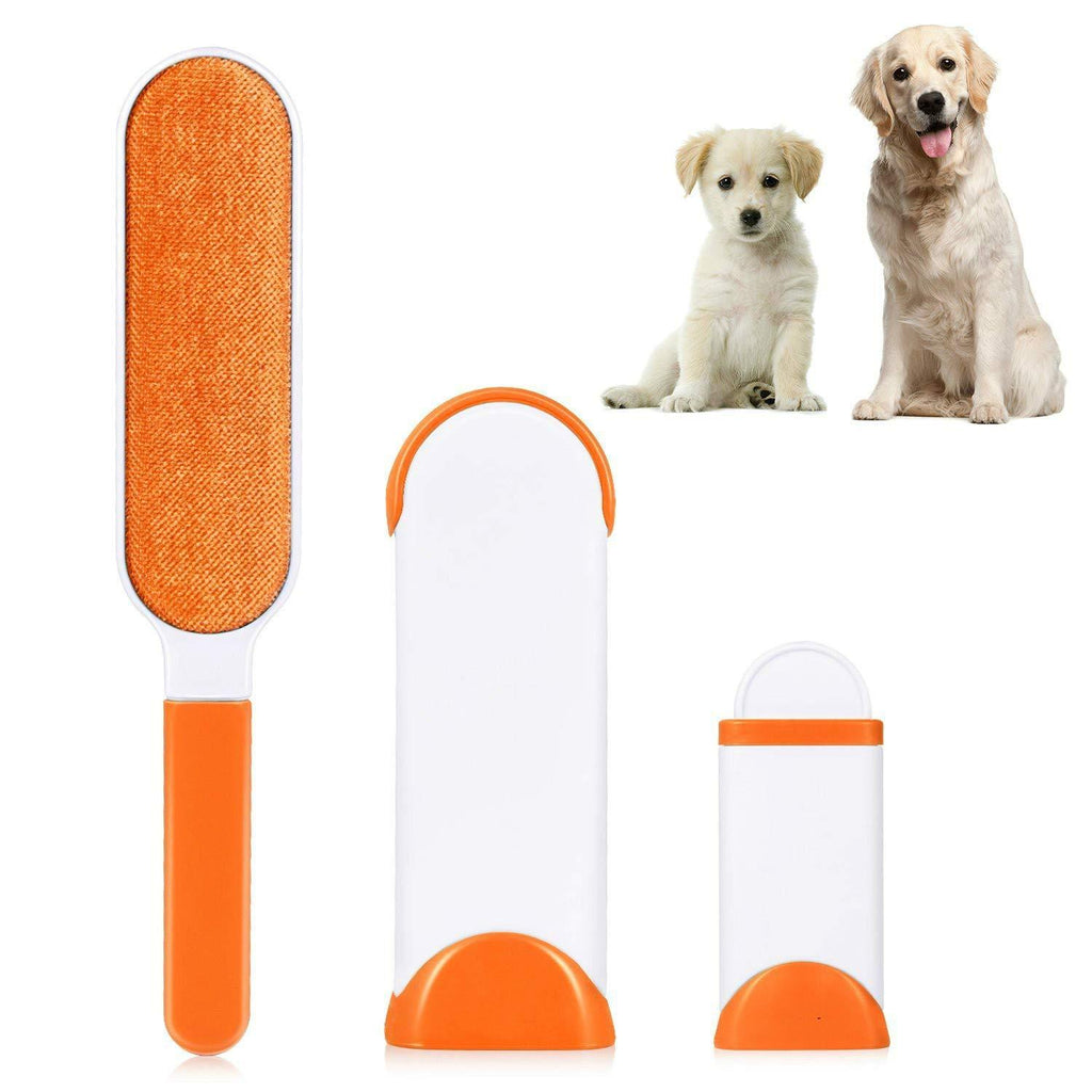 Adoric Pet Hair Remover Brush, Lint Brush for Dog & Cat, Double Sided Fur Remover Tool with Self-Cleaning Base, Perfect for Clothes, Sofa, Carpet, Car Seat and Travel (Orange) - PawsPlanet Australia