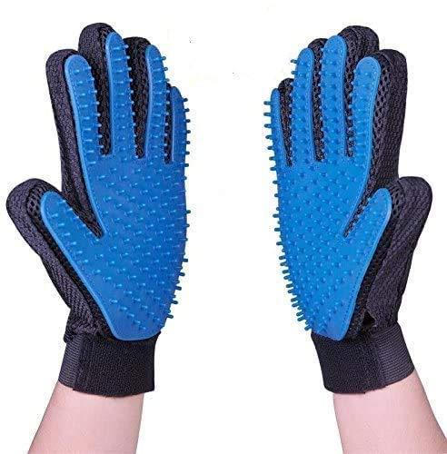 Pet Grooming Gloves for Dog Cat,Shedding Tool Hair Remover for Dog Cat,Pet Dog Cat Massage Tool & Bathing Brush for Shedding Long Short Or Curly Hair Comb,Blue,One Pair (Left & Right Hands Included) - PawsPlanet Australia