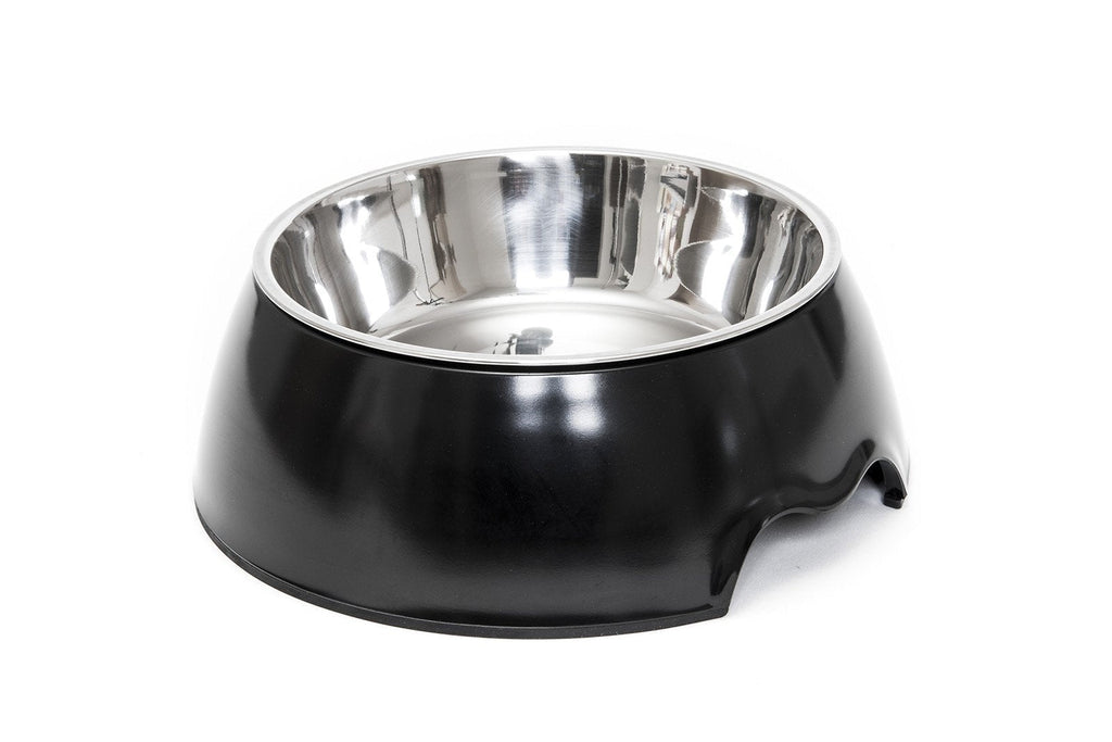 Happilax Non-Skid Melamine Dog Bowl with Removable Stainless-Steel Bowl, 700 ML Black - PawsPlanet Australia