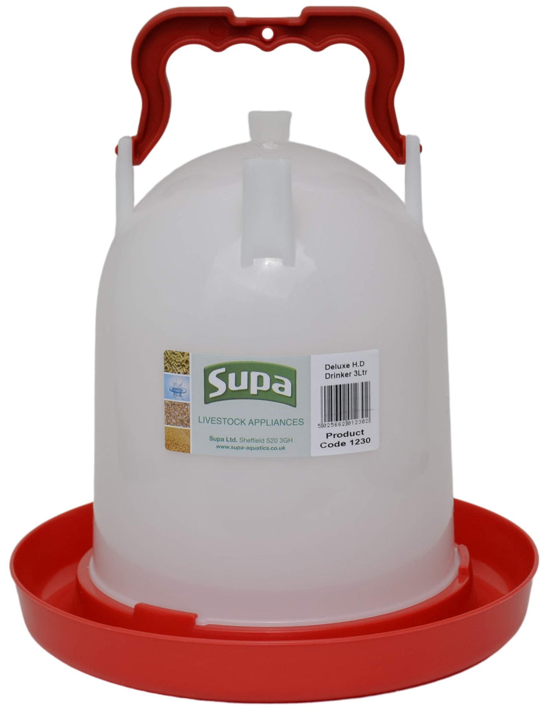 Supa Deluxe Heavy Duty Poultry Water Drinker, 3 Litre Premium Quality Drinker, Made In The UK, - PawsPlanet Australia