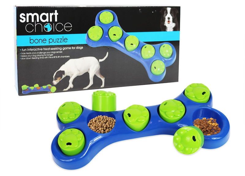 Smart Choice Pet Feeder Bowl Bone Shape Fun Puzzle Treat Slow Feeding Interactive Game Dog Training Rewards Hide & Seek - PawsPlanet Australia
