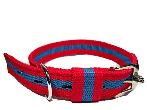 Smarty Pawnts Premium Cotton Dog Collar, Blue and Red (Extra Large) Extra Large - PawsPlanet Australia