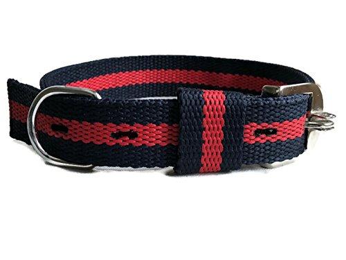 Smarty Pawnts Premium Cotton Dog Collar, Navy and Red (Extra Large) Extra Large - PawsPlanet Australia