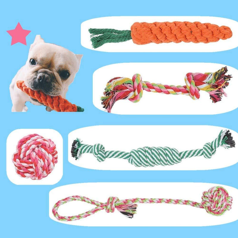BUYGOO Dog Rope Toy Set for Small Middle Dog - Durable Puppy Chew Rope Toy - Puppy Pull Toy - Rope Ball Toy - Dog Interactive Toy - Funny Rope Toy for Pet Dog Cat - PawsPlanet Australia