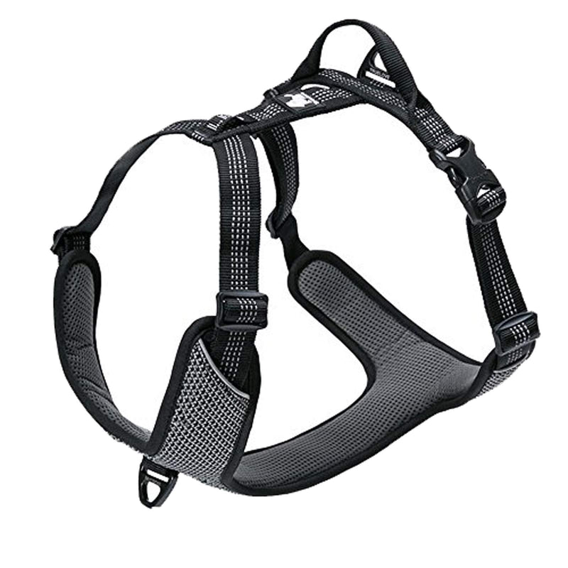 TRUE LOVE Dog Harness Adjustable Reflective No Pull Durable Pet Vest Car Trip Outdoor TLH6071(Black,M) M Black - PawsPlanet Australia