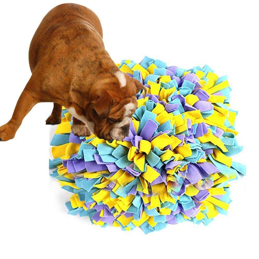 Muswanna Dog Snuffle Mat,Woven Feeding Mat for Dogs(31x31cm),Encourages Natural Foraging Skills/Easy to Fill/Fun to Use Design/Durable and Machine Washable,Perfect for Any Breed(Yellow/Purple/Blue) Yellow/Purple/Blue - PawsPlanet Australia
