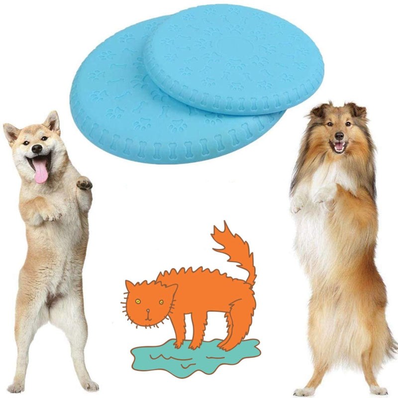 BUYGOO 2 Packs of Dog Frisbee InteractiveToy for Small Middle and Large Dogs 100% Non-toxic Rubber Frisbees Dog Flying Toy Disc for Training Outdoor&Indoor(18cm & 22cm) - PawsPlanet Australia