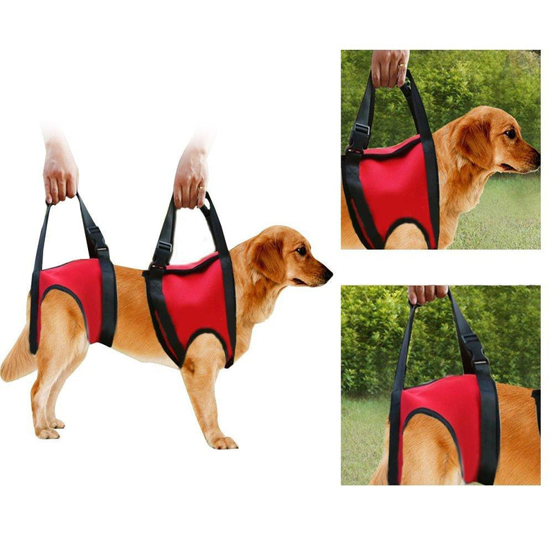 Dog Harness, Pet Walking Aid Lifting Pulling Vest Sling Support Rehabilitation for Old & Injured Dogs(Rear Leg - L-Red) Rear Leg - L Red - PawsPlanet Australia