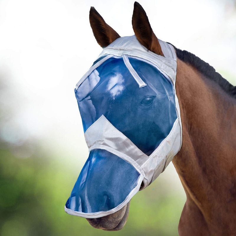 Harrison Howard CareMaster Fly Mask Full Face No Ears Hawaiian Blue Cob (M) - PawsPlanet Australia