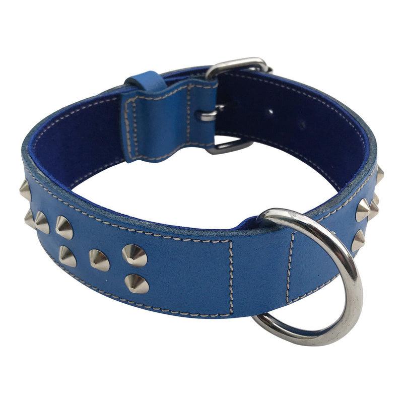 BBD Pet Products Wide Studded Collar, One Size, 1/2 x 24-Inch, Royal - PawsPlanet Australia