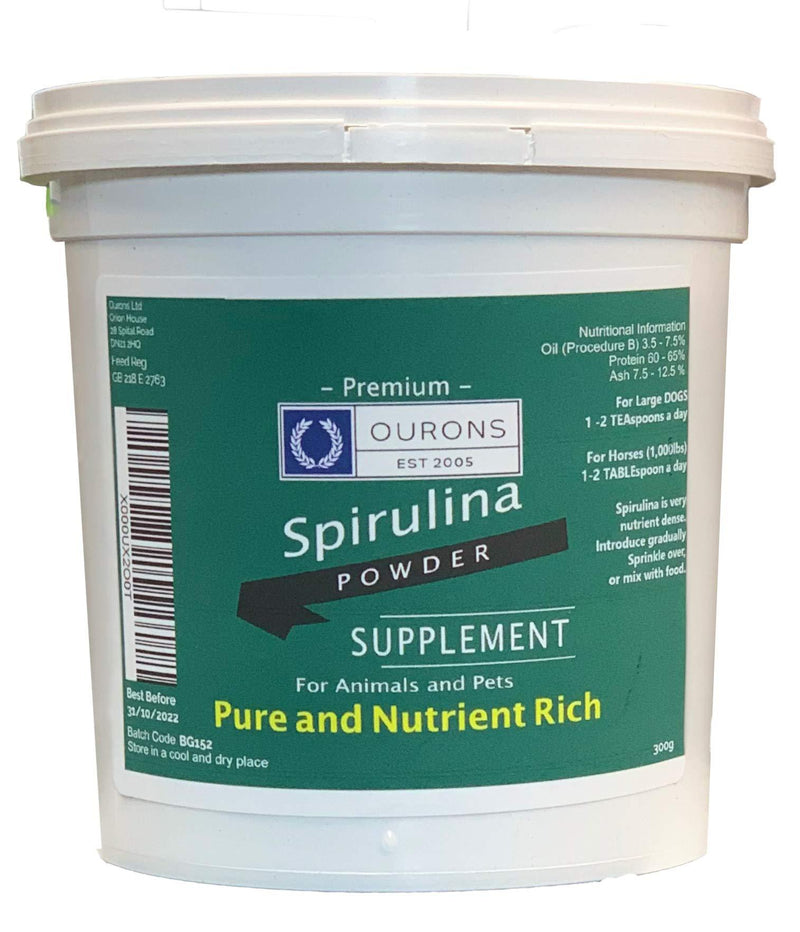 Ourons 100% Pure Spirulina Powder For Horses Dogs Pets - 300g Tub Nutrient Rich - PawsPlanet Australia