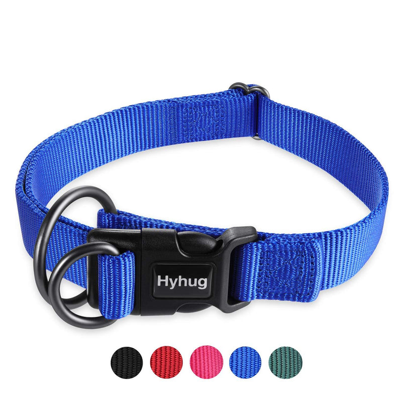 Traffic Nylon Classic Basic Dog Collar (2019 Quick Release Sturdy Buckle Without Snagging Hair - Pup Boy and Girl Dogs Walking and Training. (Small, Bright Blue) Small - PawsPlanet Australia