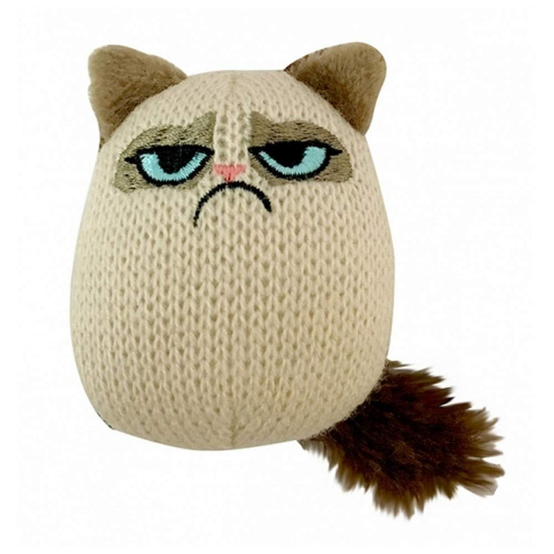 Grumpy Cat Knit Pouncey Toy, Beige - PawsPlanet Australia