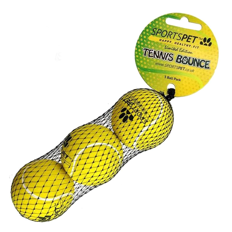 SPORTSPET Tennis Bounce Balls for Dogs Made from Natural Rubber - Gentle on Teeth & Gums - (Pack of 3 Medium Size balls of 65mm) - PawsPlanet Australia