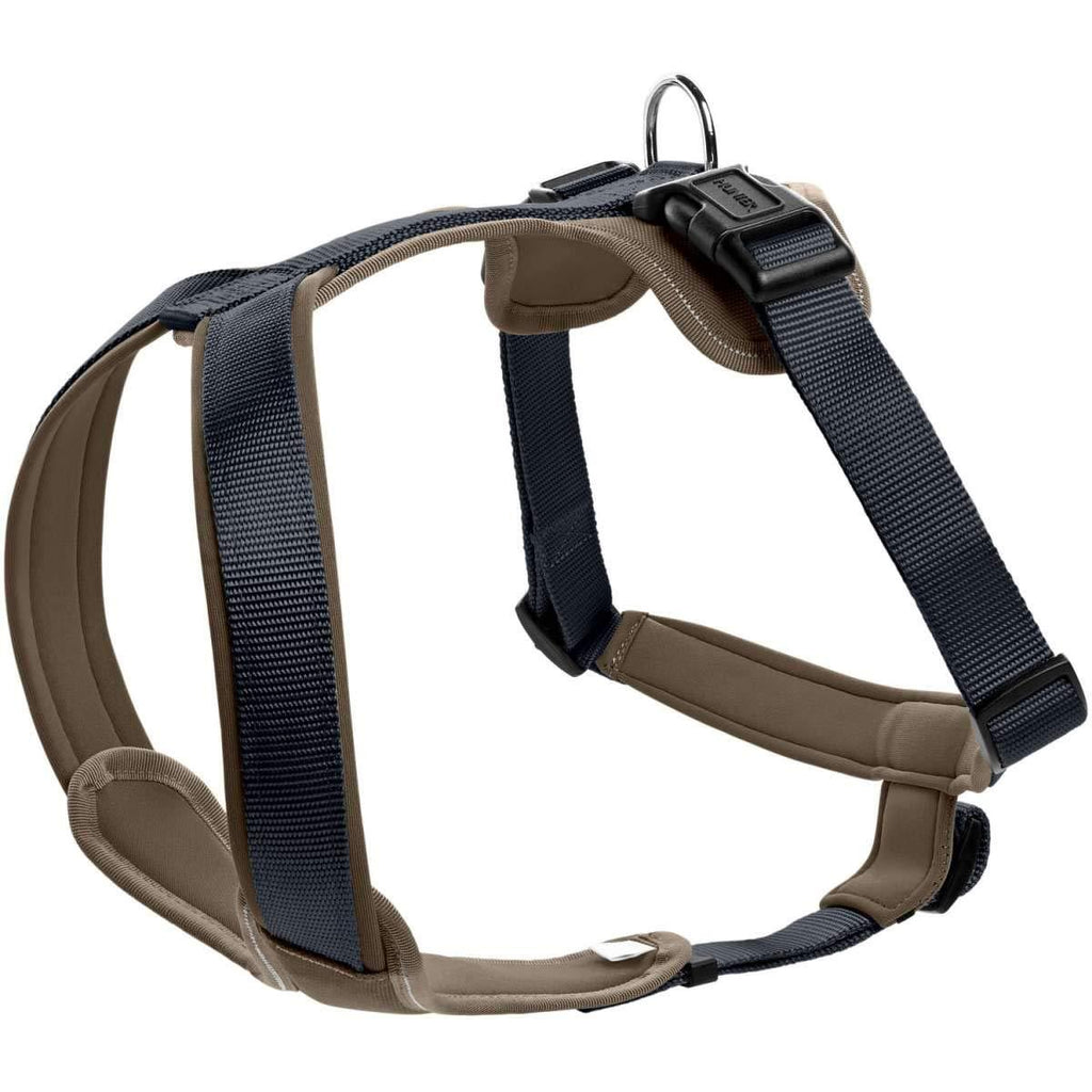 HUNTER Harness Neopren L 60-76 cm, 20 mm Nylon navy/Neoprene walnut Large - PawsPlanet Australia