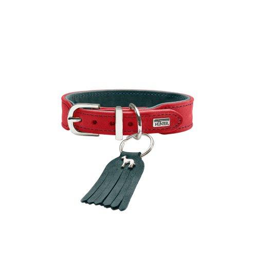 HUNTER Collar Lucca Petit, 32 Cow nappa leather, red/turquoise Medium - PawsPlanet Australia