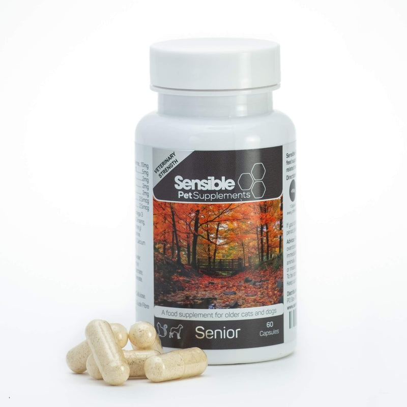 Sensible Pet Supplements 'Senior' for older cats and dogs. Containing Omega 3, and a range of anti-oxidants. 60 sprinkle capsules. - PawsPlanet Australia