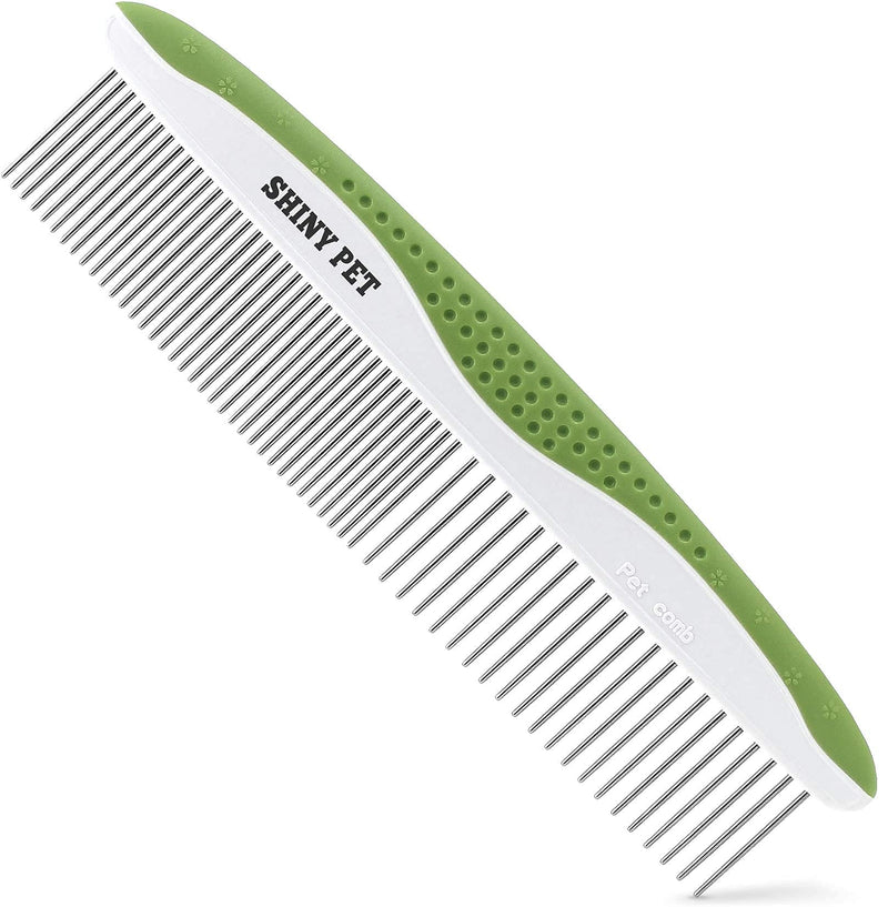 Dog Comb for Removes Tangles and Knots - Cat Comb for Removing Matted Fur - Grooming Tool with Stainless Steel Teeth and Non-Slip Grip Handle - Best Pet Hair Comb for Home Grooming Kit - Ebook Guide TOOL8 - PawsPlanet Australia