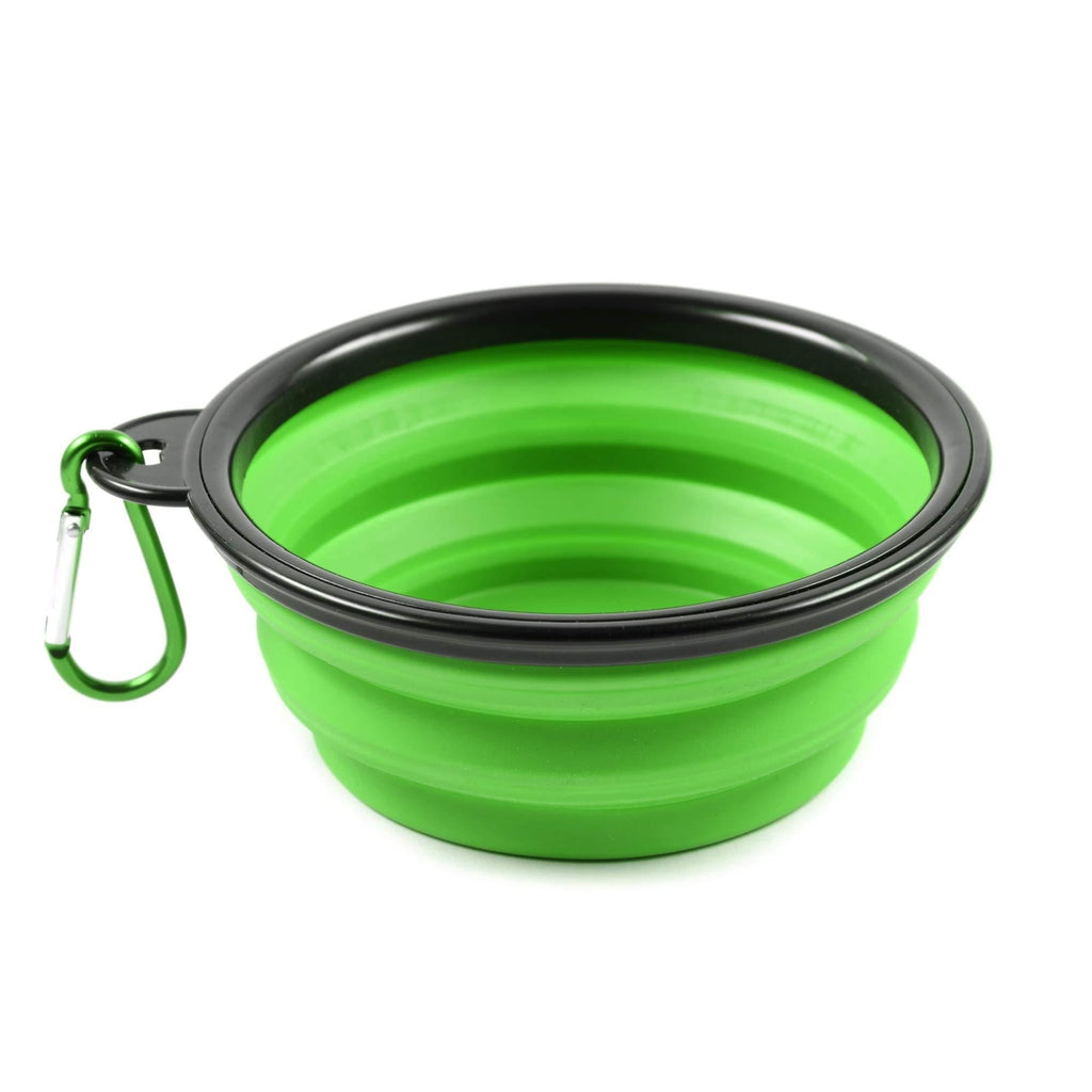 PhoneNatic Collapsible Silicone Dog Bowl in Green, Travel Bowl for Dogs and Cats with Carabiner, S, Green, 350 ml - PawsPlanet Australia