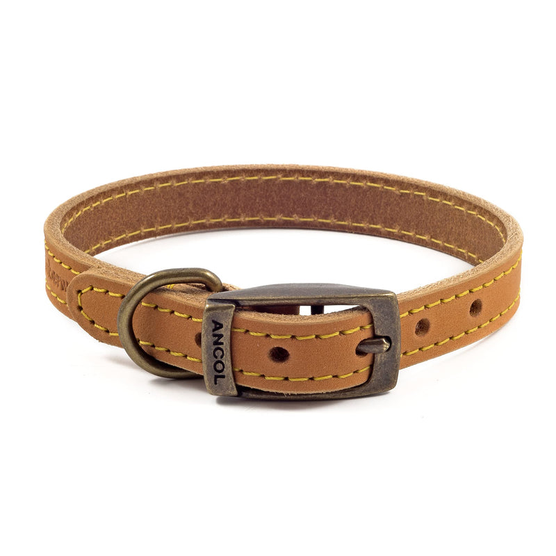 Ancol Timberwolf Leather Dog Collar Mustard. To fit neck 28-36cm ( Size 3) - PawsPlanet Australia