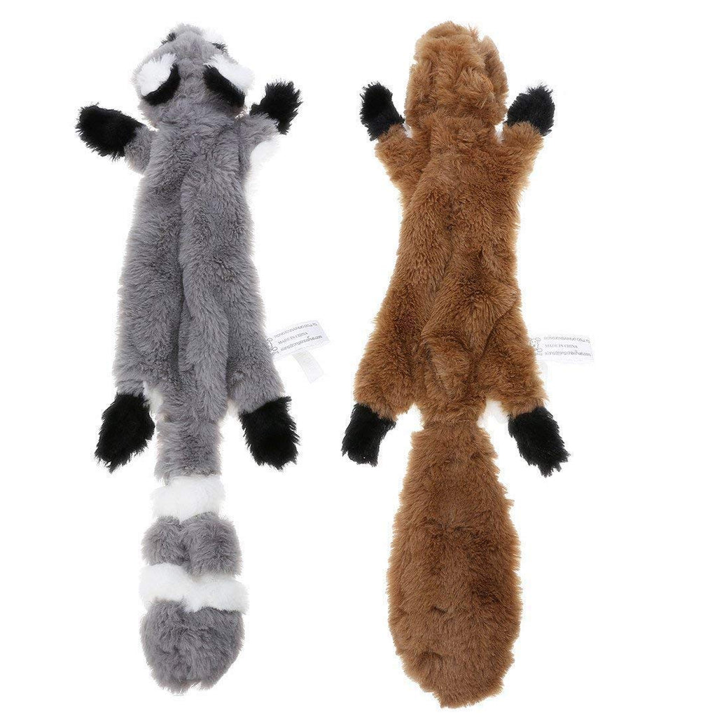 Stuffingless Dog Toy, Squirrel Raccoon Squeaky Plush Dog Toy, Stuffingless Dog Chew Toy for Small Medium Dogs - 2 Pack, 45cm 2 Packs, 45cm - PawsPlanet Australia