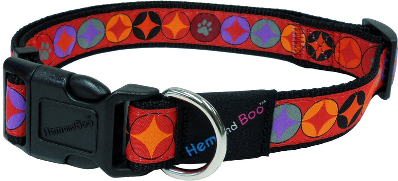 Hem and Boo DC4598 Diamond Circles Design Dog Collar, S, Red - PawsPlanet Australia