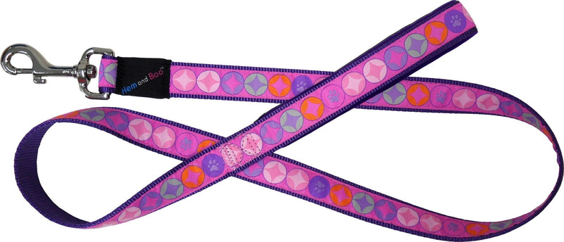 Hem and Boo DL4603 Diamond Circles Design Dog Lead, L, Pink - PawsPlanet Australia