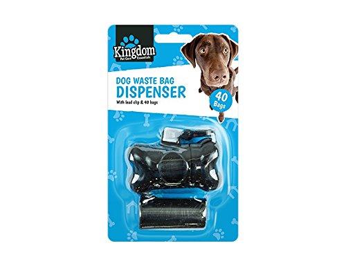 Kingdom Black Bone Shaped Dog Poo Bag Dispenser With 40 Bags & Clip For Lead Keys Bag Pet Waste Disposal - PawsPlanet Australia
