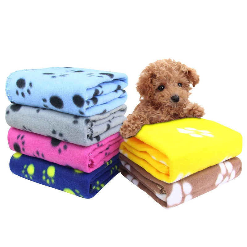 [Australia] - AK KYC 6 Pack Mixed Puppy Blanket Cushion Dog Cat Fleece Blankets Pet Sleep Mat Pad Bed Cover Paw Print Kitten Soft Warm Blanket Animals New Mixed 